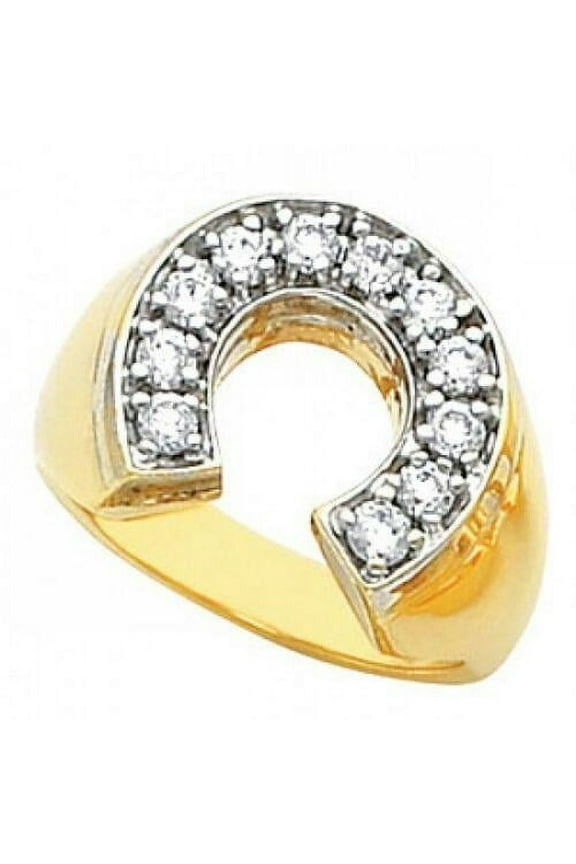 Anillo de herradura color oro para hombre de acero inoxidable de oro de buena suerte