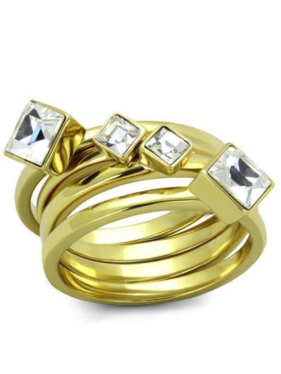 Anillos Para Mujer Color Plata de 316L Acero Inoxidable 316L Stainless Steel Ring con Diamante Zirconia Cubica Cosenza