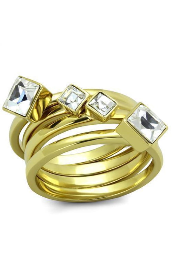 Anillos Para Mujer Color Plata de 316L Acero Inoxidable 316L Stainless Steel Ring con Diamante Zirconia Cubica Cosenza