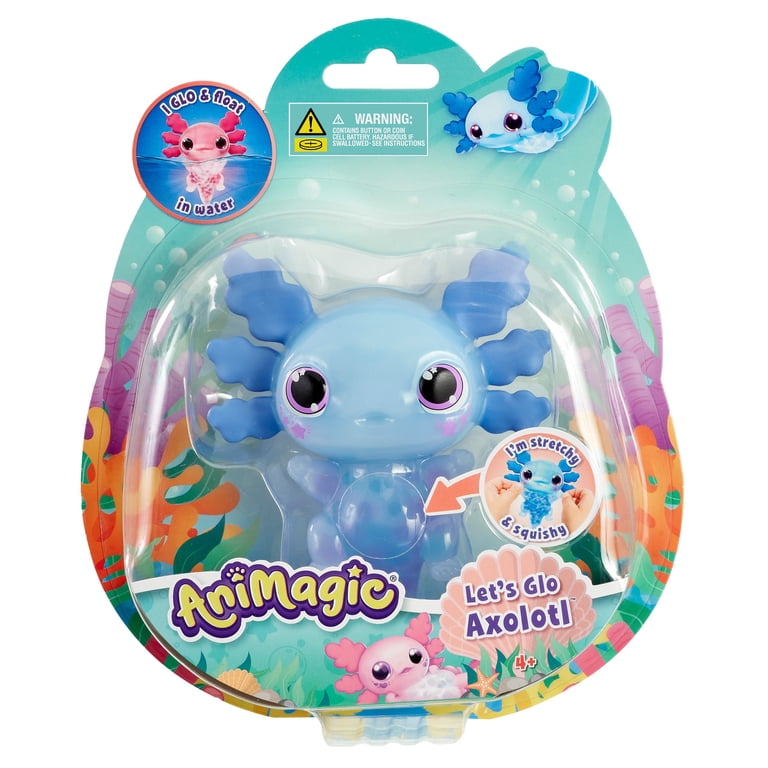 Animagic Let's Glo Axolotl Figure (Floats & Glow's in Water!, Blue