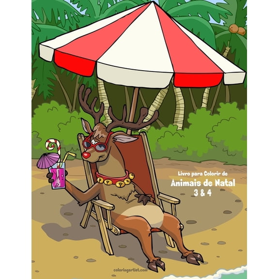 Animais de Natal Livro para Colorir de Animais de Natal 3 & 4, Book 34, (Paperback)