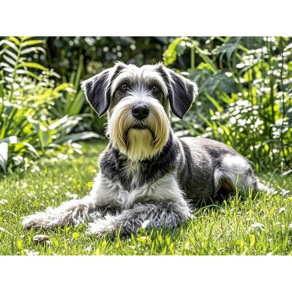 Animal 5D Diamond Art Kit,Black Schnauzer Dog pattern,by Number Stitch Arts and Crafts,DIY Paint Round Diamonds Paintings Gem Painting ,for Home Living Room Wall Decor (16X12 Inch) 30x40cm