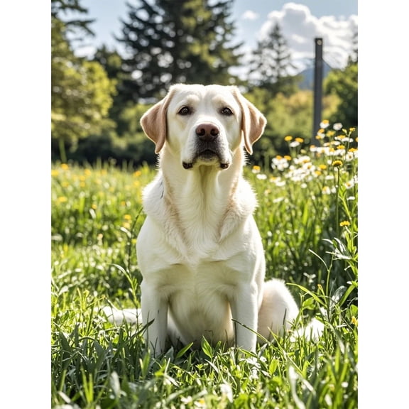 Animal 5D Diamond Art Kit,White Labrador Retriever Paint by Number Crystal Craft Kits for Beginners,DIY Paint Round Diamonds Paintings Gem Painting for Home Living Room Wall Decor (16X12 Inch)