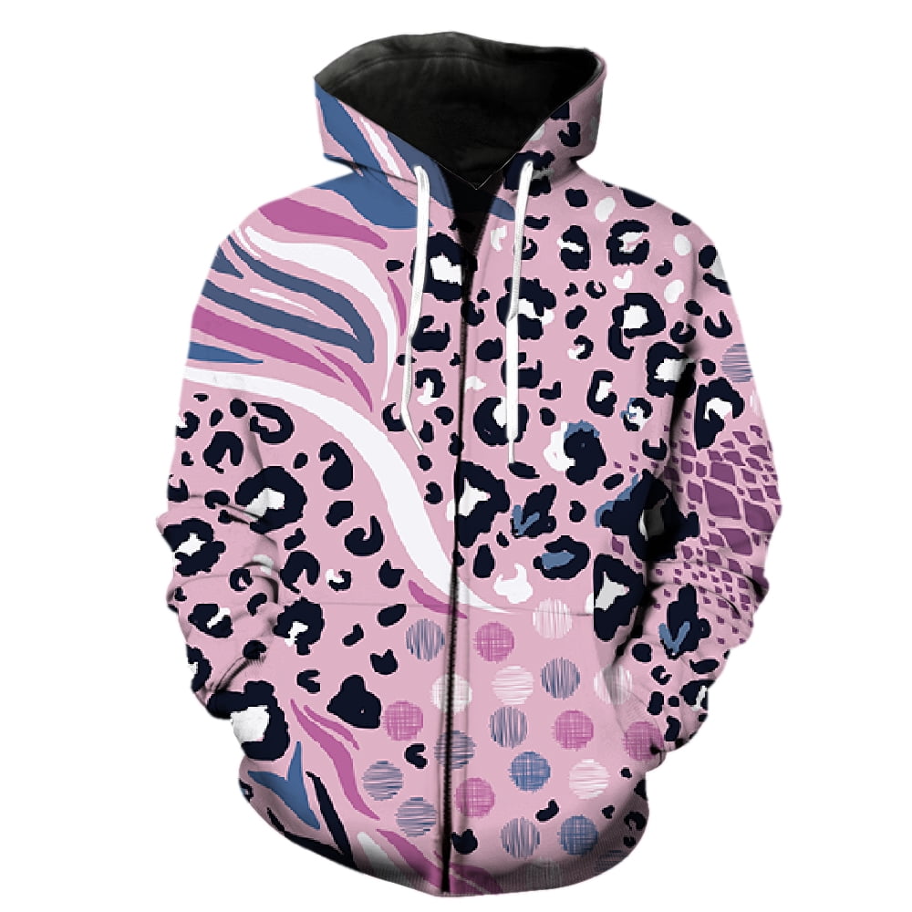 Animal Abstract Texture Men's Zipper Hoodies Hip Hop Long Sleeve Spring ...