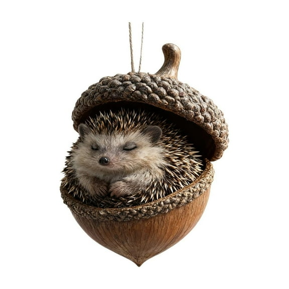 Animal Acorn Christmas Ornament,3D Flat Acrylic Forest Animal Decoration, Forest Animal Decoration, Acrylic Hanging Woodland Pendant for Xmas Tree Decorations, Hanging Ornament Home Party Decor