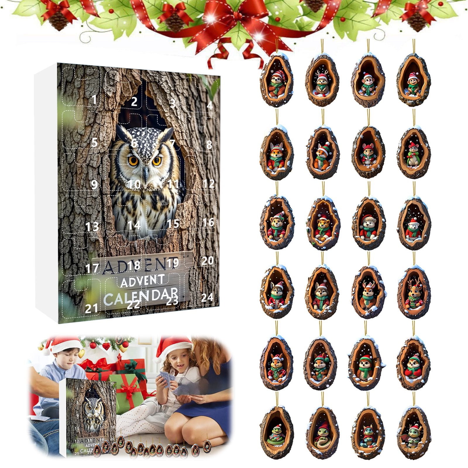 Animal Advent Calendar 2024, Christmas Countdown Calendar 24Pcs Animal