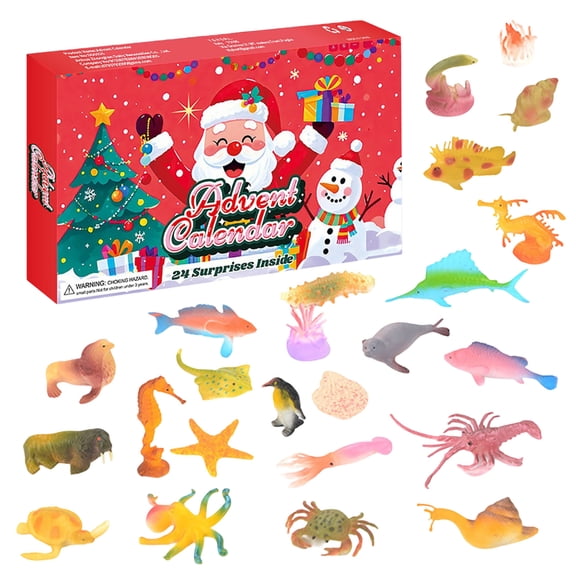 Animal Advent Calendar 2025 for Kids with 24 pcs Realistic Ocean Animals Sea Creatures Figurine Toys Christmas Countdown Calendar Xmas Stocking Stuffers Gifts for Boys and Girls Toddlers