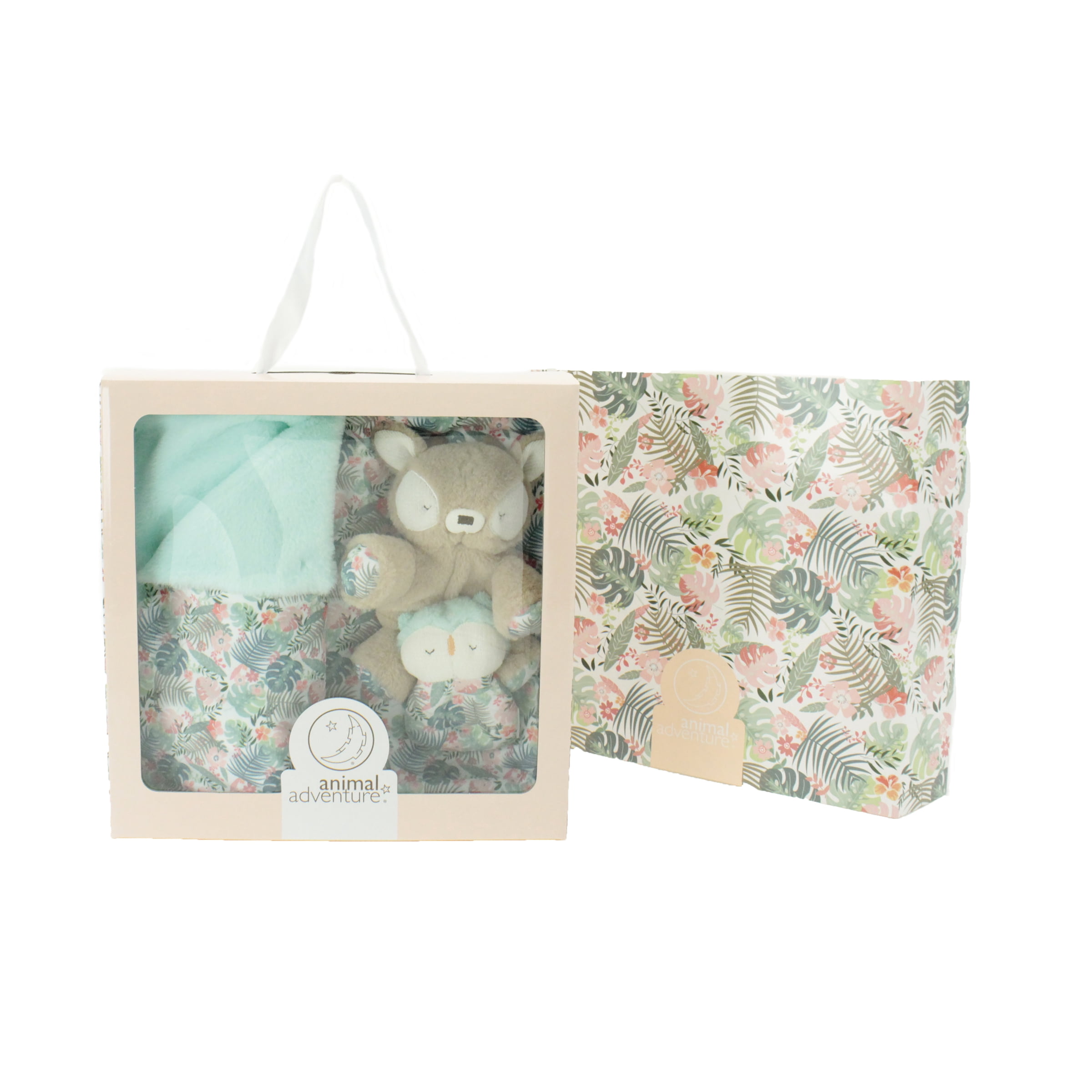 Animal Adventure® | Little Daydreamers™ | Enchanted Forest Floral Collection | 3-Piece Baby Gift Seteer Unkie, Floral Print Blanket