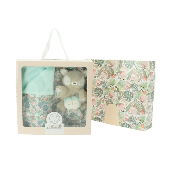 Animal Adventure® | Little Daydreamers™ | Enchanted Forest Floral Collection | 3-Piece Baby Gift Seteer Unkie, Floral Print Blanket