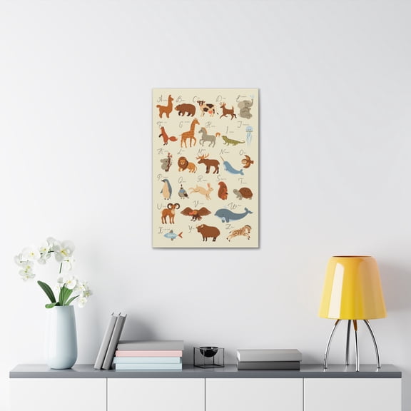 Animal Alphabet ABC Sign on Canvas