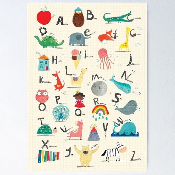 Animal Alphabet Educational Poster, Poster Home Decor, Poster Only