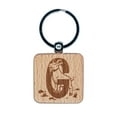 thumbnail image 1 of Animal Alphabet Letter G for Goat Square Keychain Charm Tag - Engraved Wood, 1 of 6