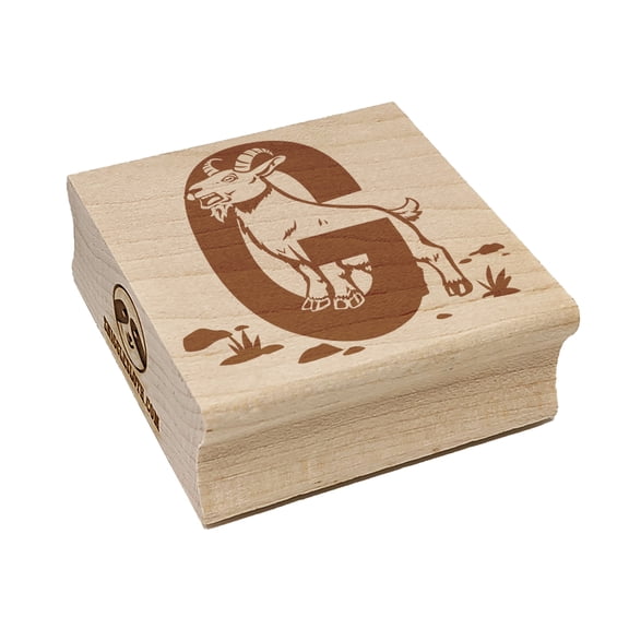 Animal Alphabet Letter G for Goat Square Rubber Stamp Stamping Scrapbooking Crafting - Small 1.25in