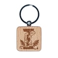 thumbnail image 1 of Animal Alphabet Letter I for Iguana Square Keychain Charm Tag - Engraved Wood, 1 of 6