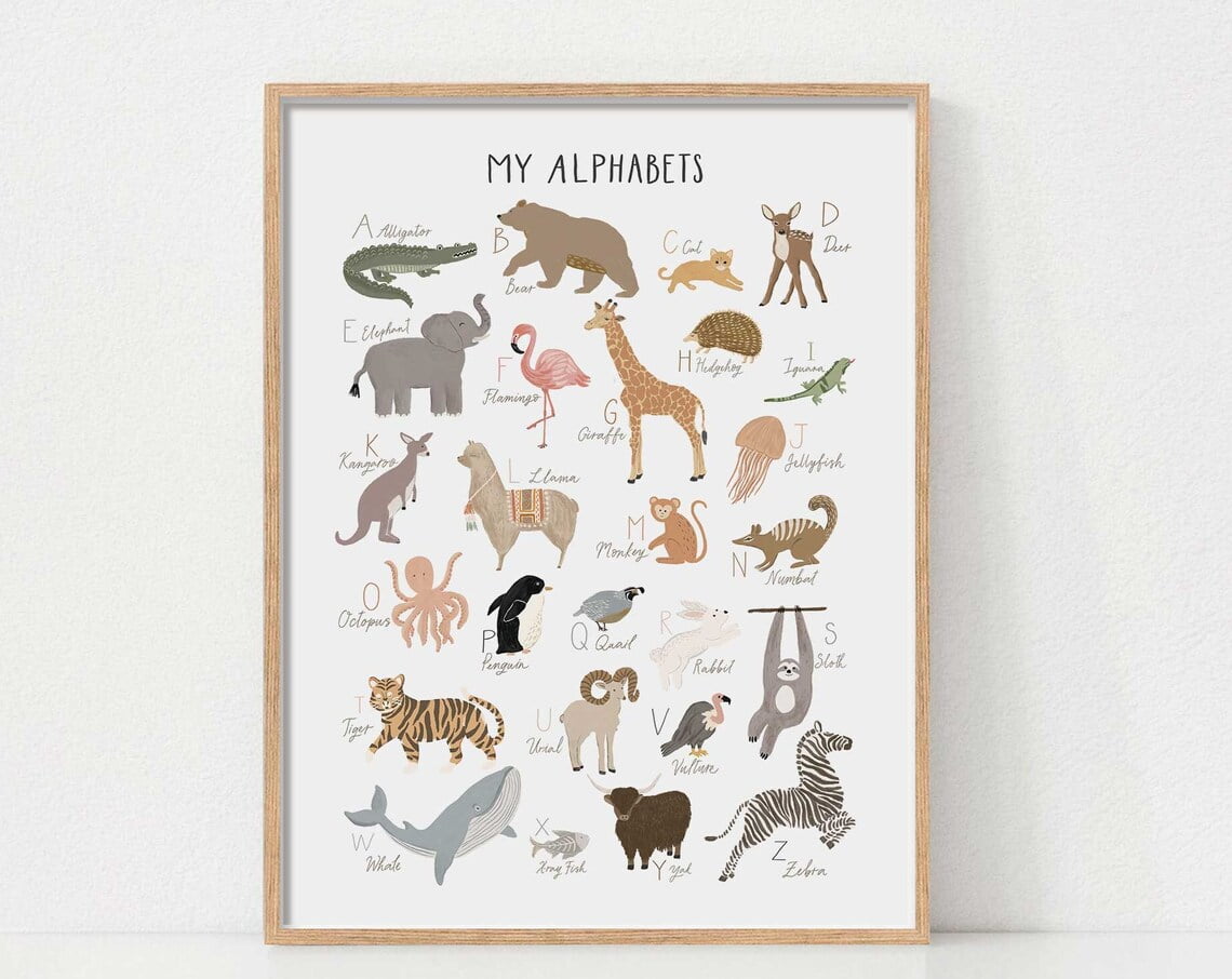 Alphabet & Number Posters Set Of 2 – 11.5x15 Inch Educational Wall Art For Kids Room, Classroom, Playroom