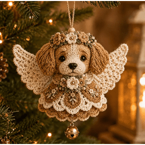 Animal Angel Crochet Ornament DIY Kit, Handmade Yarn Craft Set with Pattern Guide for Christmas Holiday Tree Decorations Gift (Dog)
