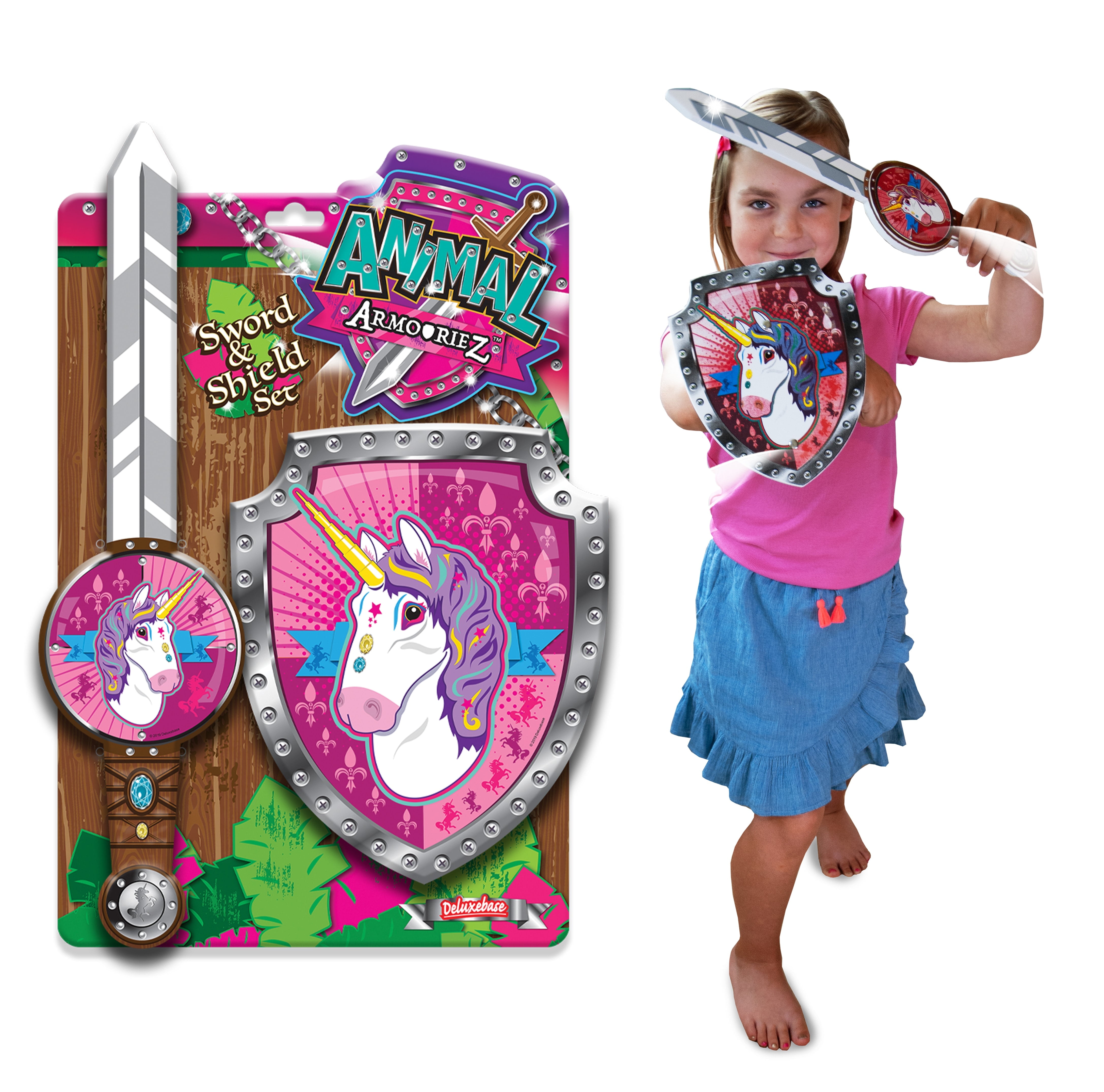 Deluxebase Animal Armouriez - Unicorn Foam Toy Sword and Shield Playset ...