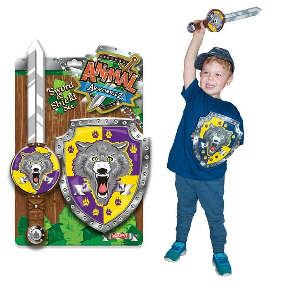 Animal Armouriez - Wolf from Deluxebase. Wolf Foam Toy Sword and Shield. Dress Up & Pretend Play Wolf Costumes Playset with EVA Foam Sword for Kids. Great Kids Gift and Party Favor.