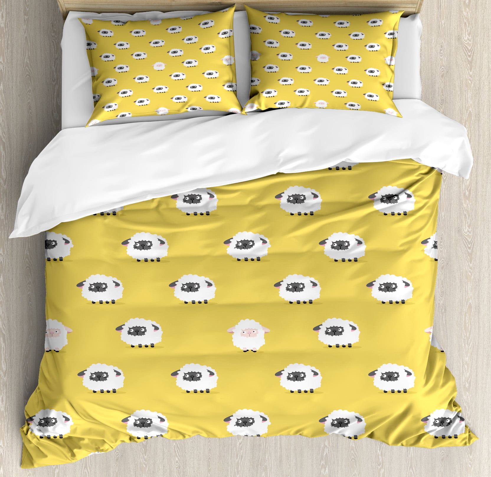 Cute Cartoon Animal Embroidery Lamb Fleece Duvet Cover Set main image 0