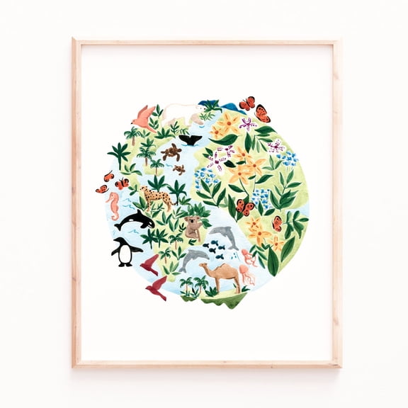 Animal Art Print - Earth and Botanical Wall Decor Poster Art Print Home Decor, Stretched Canvas Size 8x12 F03.1.20l744