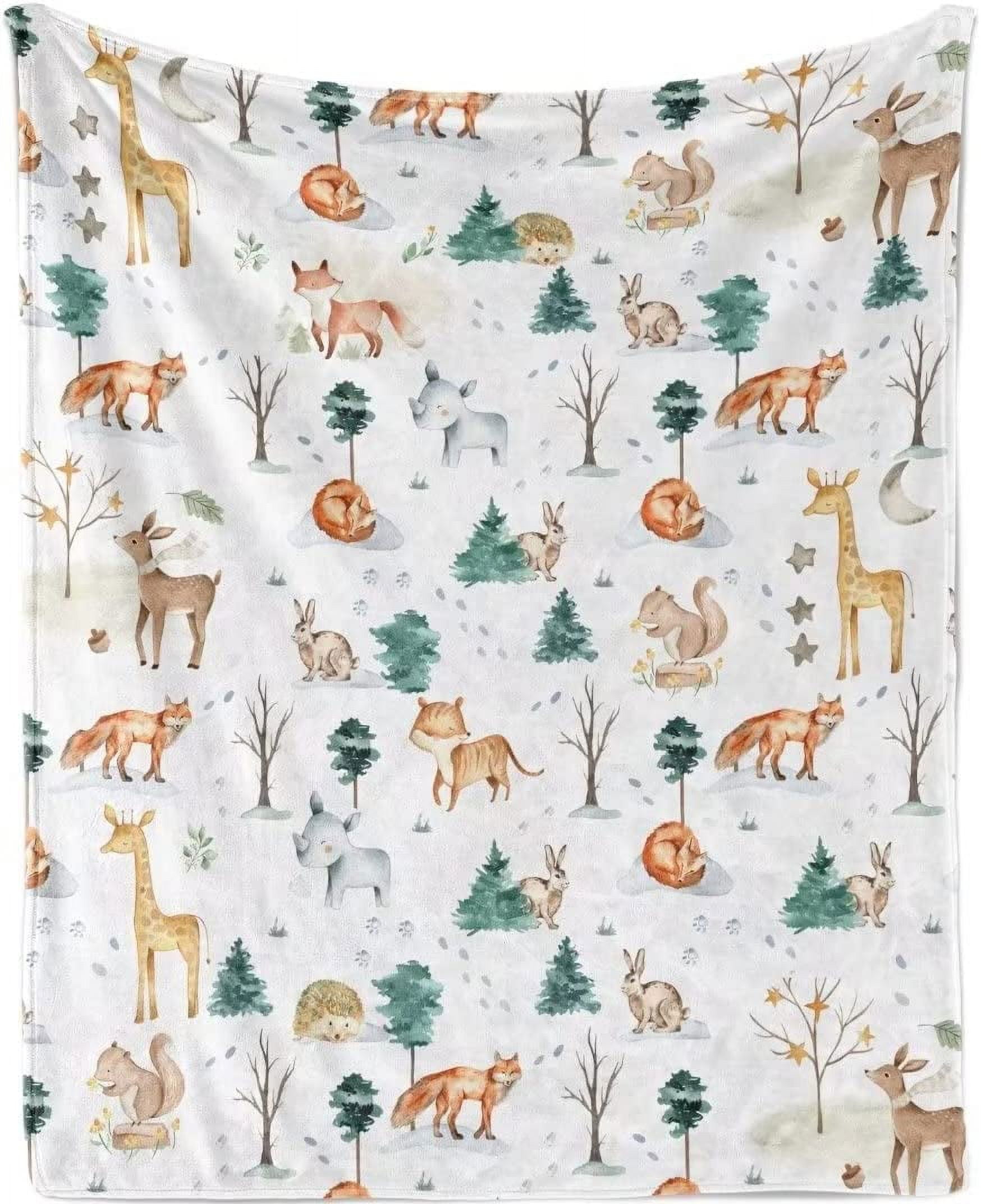 Animal Baby Blanket, Super Soft Woodland Cute Animals Plush Throw ...