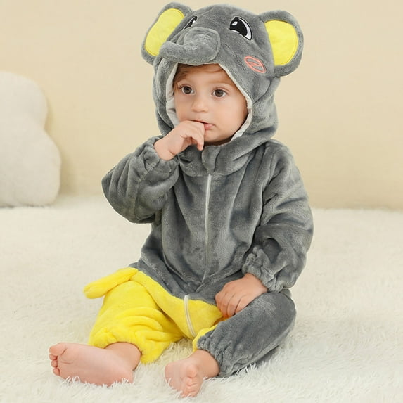 Animal Baby Romper Toddler Baby Cute Hooded Jumpsuit Cute Long Sleeve Bodysuit Baby Winter Outfits for Toddler Girls Boys 1-2 Years