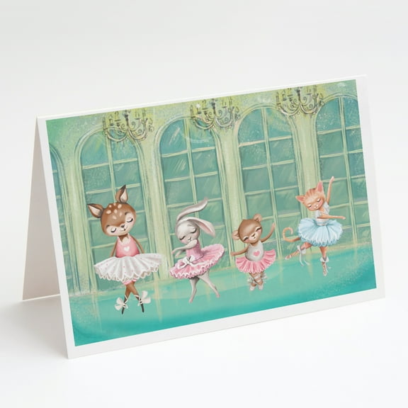 Animal Ballerinas Dancing Greeting Cards and Envelopes Pack of 8