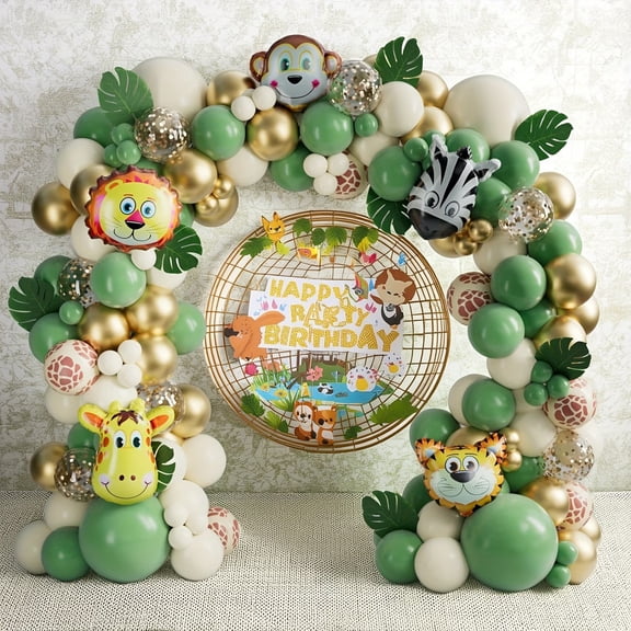 Animal Balloon Arch Decoration Kit - Avocado Green Balloons for Animal Theme Parties and Events