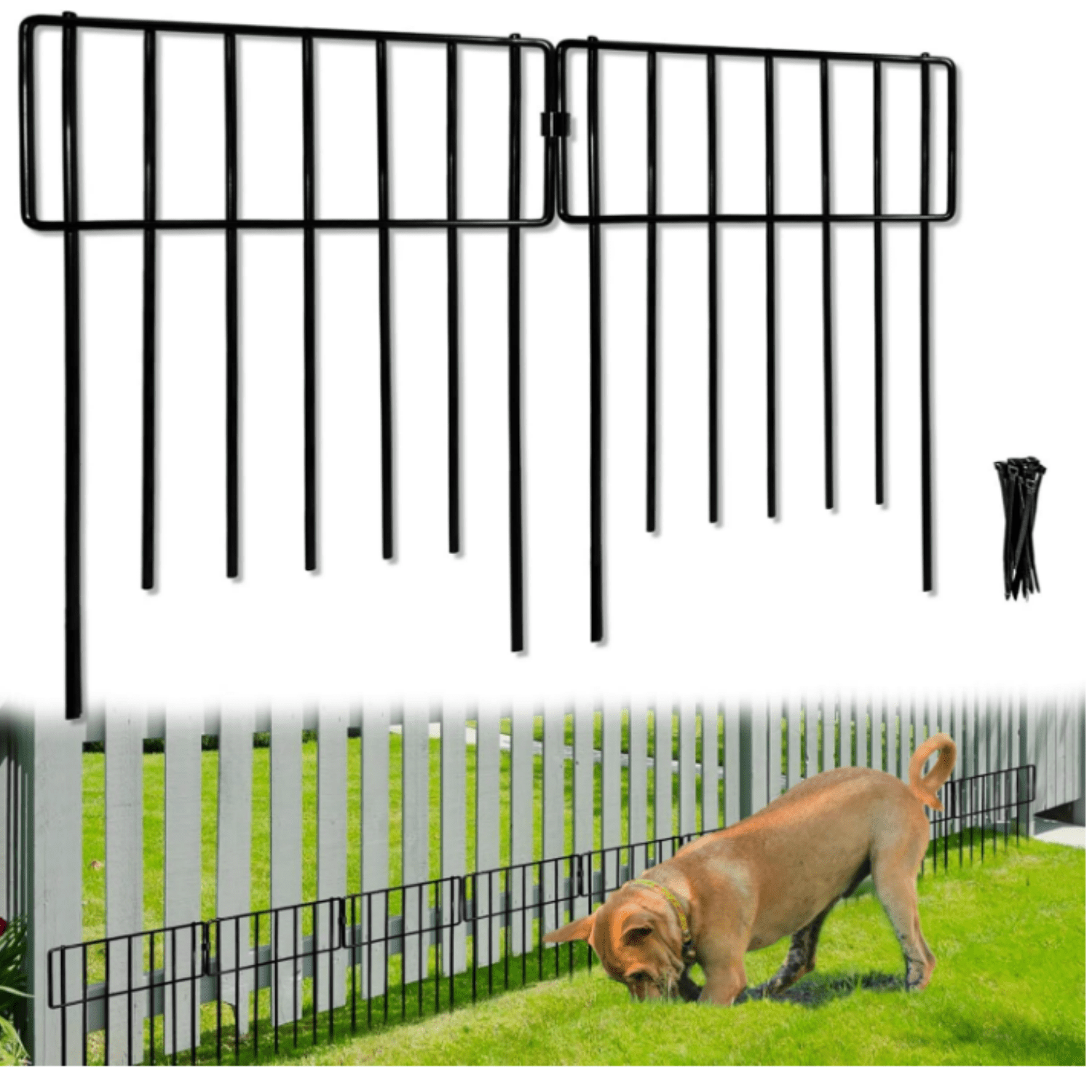 Animal Barrier, 19 Pack No Dig Decorative Fences, 17in(H) x19ft(L) Rustproof Metal Wire Small Garden Fence Border for Dogs Rabbits