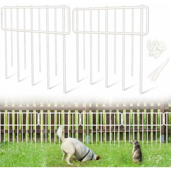 Animal Barrier Fence, 10 Pcs Upgrade 1.26 in Gap Decorative Fences No Dig Fence for Rabbits and Dog Ground Defense, Rustproof Metal Wire Garden Edging Border for Outdoor, Yard, White