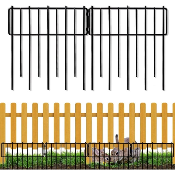 Animal Barrier Fence, 12In(H) x 28.00Ft(L) Upgrade 1.26 in Gap Decorative Fences No Dig Fence for Rabbit and Dog, Rustproof Metal Wire Garden Fence Border for Garden Patio Landscaping,26 PCS