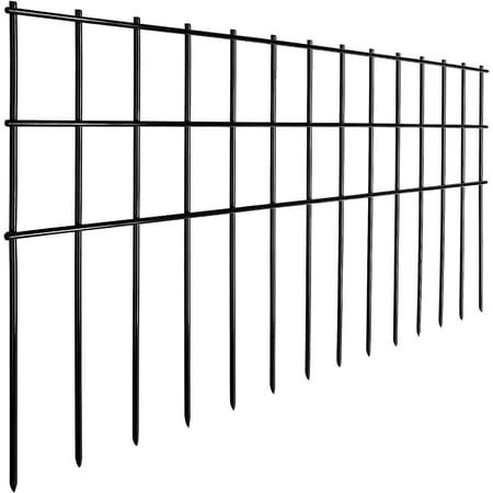 Animal Barrier Fence 25ft(L) x15in(H),10Pack Black No Dig Fence,Anti-Rust Metal Fence for Dog Rabbit,Underground Decorative Garden Fencing, Dog Digging Deterrent for Outdoor Yard Patio