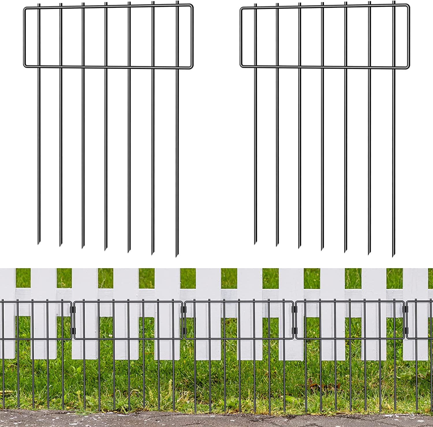 Animal Barrier Fence, Total Decorative Garden Fence , Rustproof Metal Barrier Bottom Fence, Dog Rabbits Ground Stakes Border Fence for Garden.