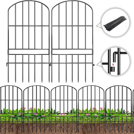 Animal Barrier Garden Fence,15 Pack Black 12''L x 25" H no dig Fence, Underground dig Protection for Dog Rabbits Rustproof Metal Wire Panel Border, 15 ft Ground Stakes for Outdoor Patio