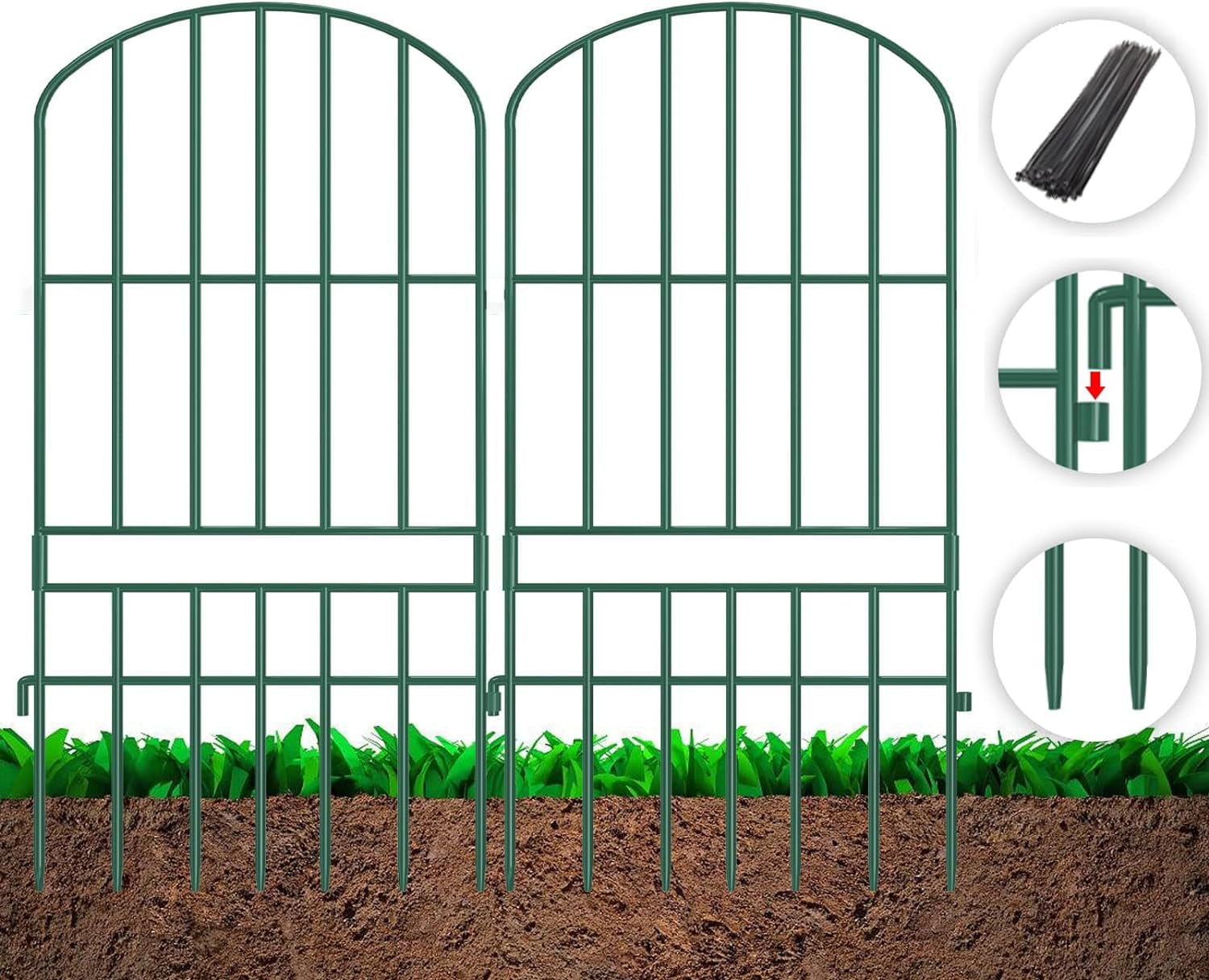 Animal Barrier Garden Fence,15 Pack Green 12''L x 25
