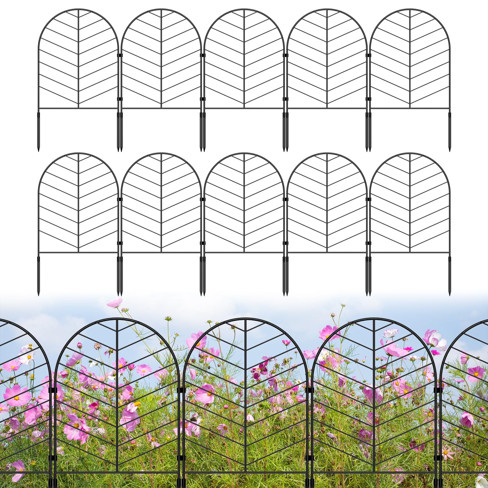 Animal Barrier Garden Fence STF9 22inch(H) x10.7ft(L),10 Panels No