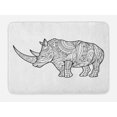 thumbnail image 1 of Animal Bath Mat, Hand Drawn Sketch of an Animal with Horn Motifs Floral and Geometric, Plush Bathroom Decor Mat with Non Slip Backing, 29.5" X 17.5", Charcoal Grey and White, by Ambesonne, 1 of 2