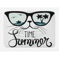 thumbnail image 1 of Animal Bath Mat, Hipster Cat and Palms Ship Ocean Reflection Summer Time Image Art Print, Non-Slip Plush Mat Bathroom Kitchen Laundry Room Decor, 29.5 X 17.5 Inches, Almond Green Black Teal, Ambesonne, 1 of 2