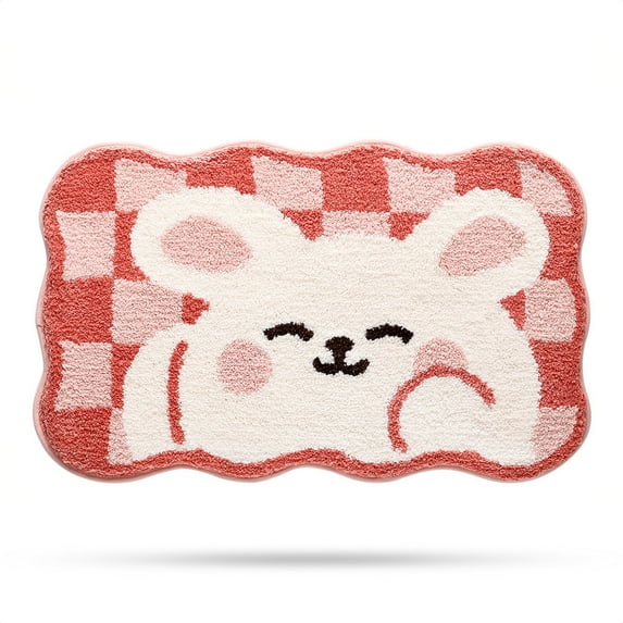 Animal Bathroom Rug Bath Mat, Soft Microfiber Absorbent Bath Rugs, Non-Slip Comfortable Shower Mat, Carpet for Tub, Shower, Bath Room, Machine Wash Dry, 20"x31", Rabbit
