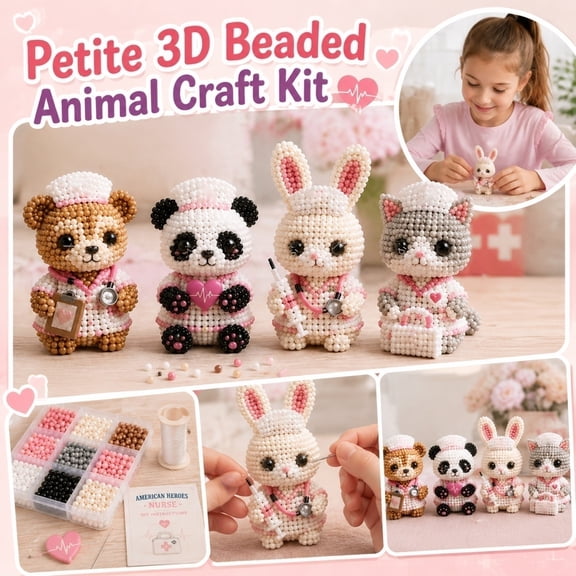 Animal Bead Craft Kit, 3D DIY Beading Set, Beginner Friendly Creative Kit with Instruction System, Vibrant Handmade Art Pack for Leisure Creation Petite 1