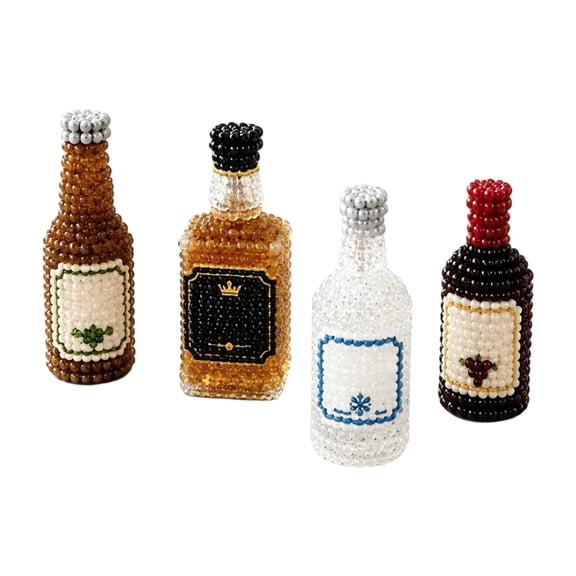 Animal Bead Craft Kit, 3D DIY Beading Set, Beginner Friendly Creative Kit with Instruction System, Vibrant Handmade Art Pack for Leisure Creation wine bottle-4pcs