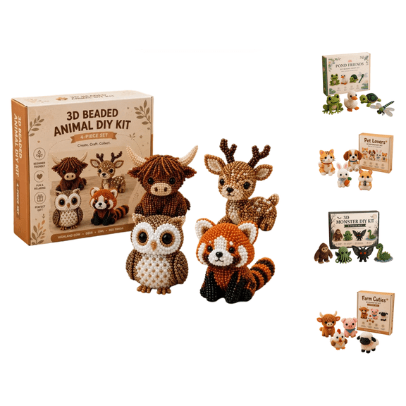 Animal Bead Embroidery Set, Beginner Friendly Animal Beadwork Kit, Complete DIY Craft Supplies For Embroidery Starters A