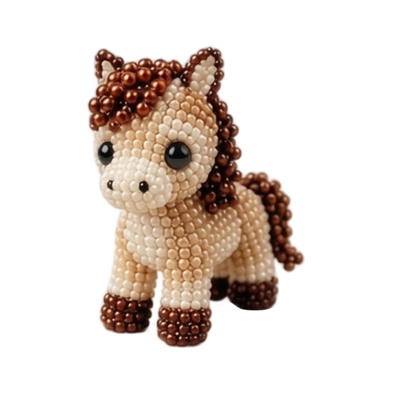 Animal Bead Kit for Adults & Teens, 3D Bead Animal Making Kit with Colorful Beads and Instructions, Bead Pets Kit for DIY Animal Figures and Handmade Art Projects 4.72 Inch(Horse)