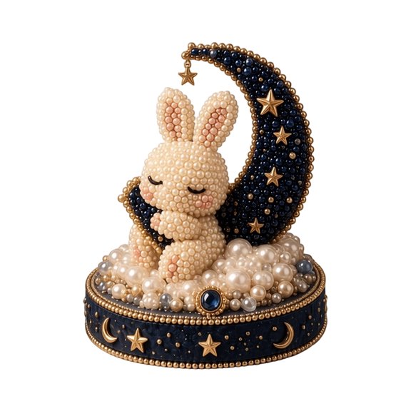 Animal Beading Craft Set DIY 3D Rabbit Moon Star Handmade Decoration Supplies for Home Tabletop Display Creative Art Project for Teens Adults New Craft Beginners