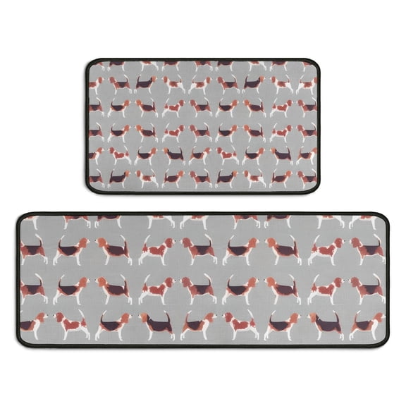 Animal Beagle Cute Dog Kitchen Rugs Sets Of 2,Anti Fatigue Kitchen Mat Rugs Non Slip Washable,Decorative Kitchen Floor Mats for Kitchen,Sink,Laundry,17"X30"+17"X47"