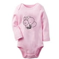 thumbnail image 1 of Animal Bee Sweet Pattern Rompers, Newborn Baby Unisex Bodysuits, Infant Jumpsuits, Toddler 0-12 Months Kids Long Sleeves Oufits (Pink, 0-6 Months), 1 of 4