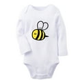 thumbnail image 1 of Animal Bee Sweet Pattern Rompers, Newborn Baby Unisex Bodysuits, Infant Jumpsuits, Toddler 0-12 Months Kids Long Sleeves Oufits (White, 0-6 Months), 1 of 4