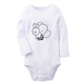 thumbnail image 1 of Animal Bee Sweet Pattern Rompers, Newborn Baby Unisex Bodysuits, Infant Jumpsuits, Toddler 0-12 Months Kids Long Sleeves Oufits (White, 6-12 Months), 1 of 4