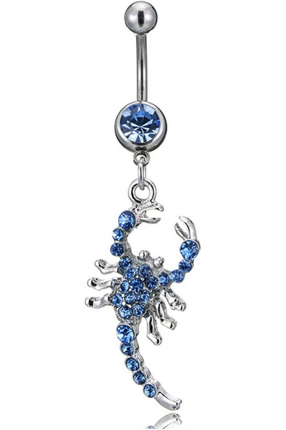 Animal Belly Button Ring For Women Men Dainty Owl Scorpion Crystal CZ Navel Ring Stainless Steel Navel Piercing Dangle Belly Button Nail Navel Piercing Body Jewelry