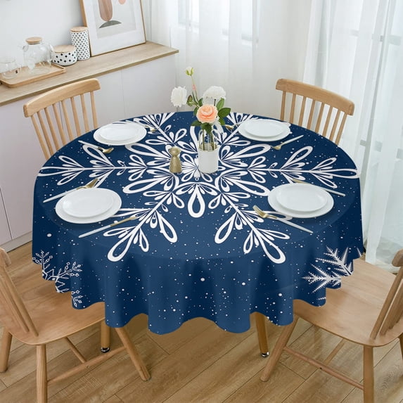 Christmas Green Pattern Poinsettia Round Tablecloth Wedding Hotel Table Cover Holiday Dining Table Waterproof Tablecloth